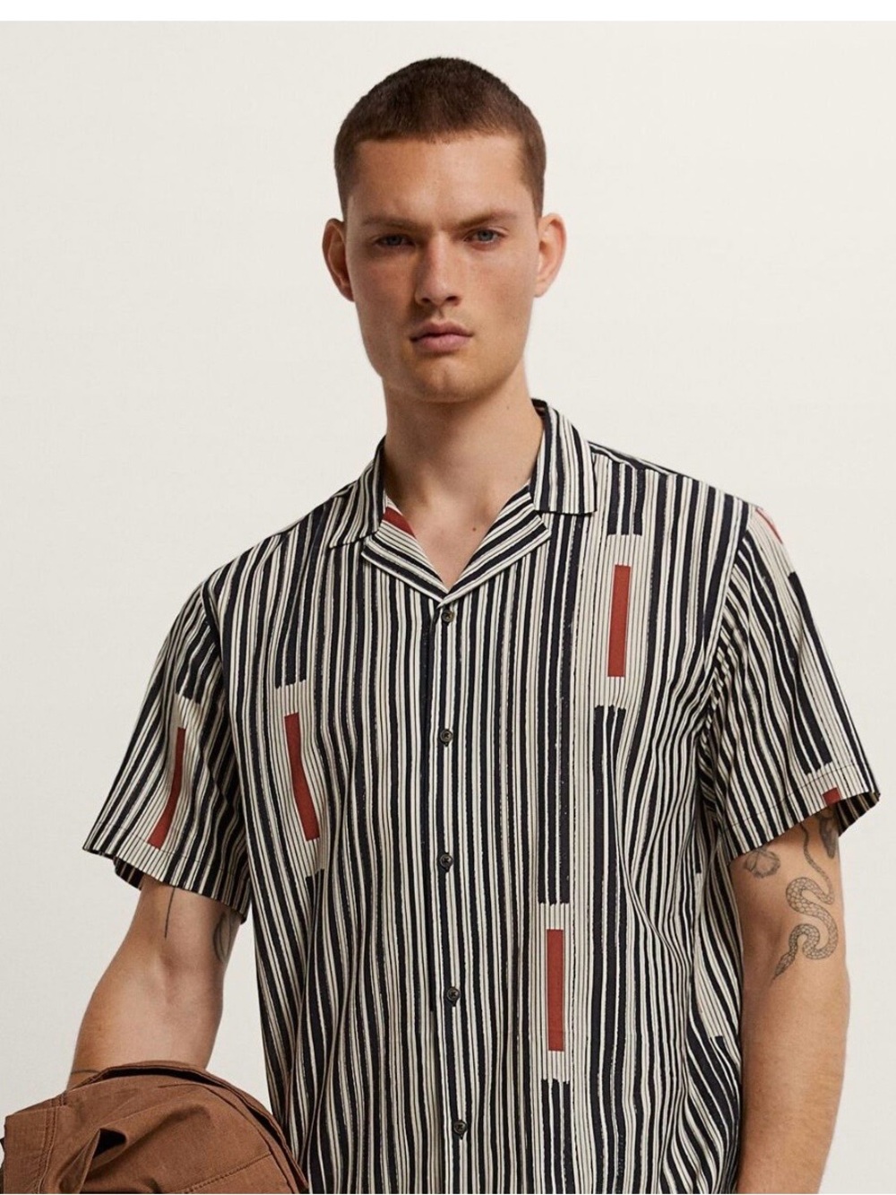 Zara Relaxed Fit Striped Button Up Shirt Mens Size Medium